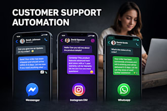 automate customer support using facebook chabot and instagram bot, whatsapp bot