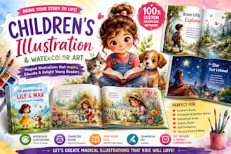 design water colour children book, children book illustration and book cover