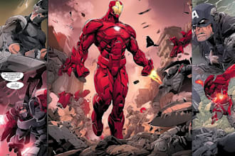 create  legendary superhero comic illustrations for you