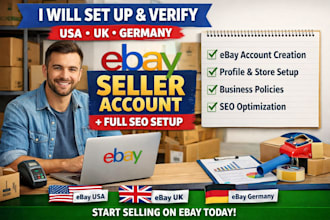 ebay account creation ebay usa ebay german ebay uk seo setup ebay seller account