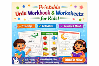 create beautiful colorful and kidfriendly urdu workbook