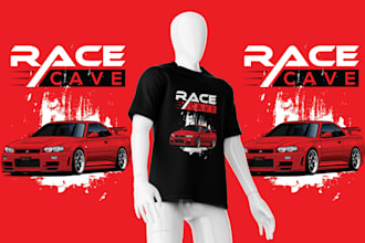 design car racing automotive and car show t shirt with vector illustration