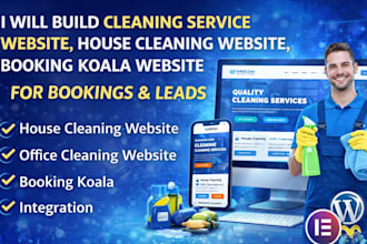 build cleaning service website, house cleaning website, booking koala website