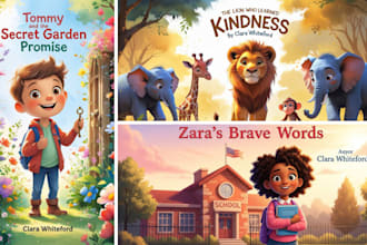 draw watercolor children book illustration and storybook characters