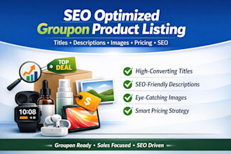 do groupon product listing with SEO, images and pricing