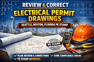 review and correct electrical permit drawings seattle, boston, florida pe stamp