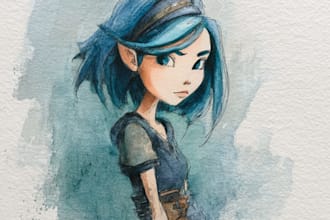 draw  watercolor character design and portraits