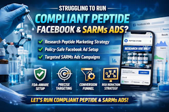 setup compliant peptide facebook ads research peptide marketing sarms ads