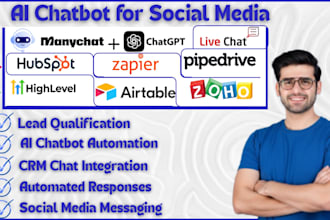 build ai chatbot website ai mobile app develop chatgpt manychat zoho hubspot ghl