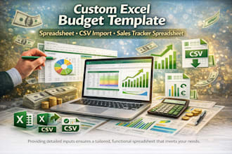 custom excel budget template spreadsheet csv import, sales tracker spreadsheet