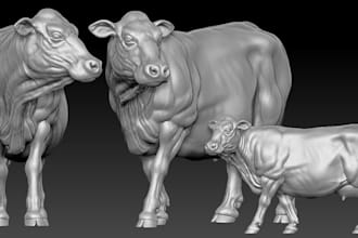 3d stylize character creature,watertight sculpture,nsfw for printing,bull design