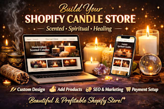 build custom candle shopify store scented candle lightening spiritual website