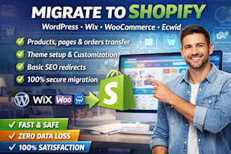 migrate wordpress to shopify wix to shopify woocomerces ecwid to shopify develop