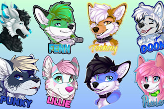 design custom digital furry badge convention badge sticker pfp for your fursona