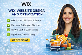 do wix products uploads,checkout coupon discount setup,wix cart,event error