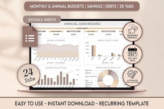 create custom excel template or google sheets budget planner spreadsheet