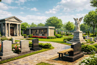 do 3d graveyard design, cementery, headstone, cemetery, burial ground design