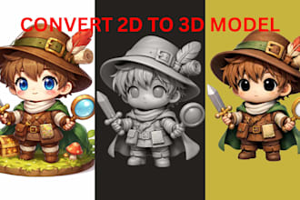 convert 2d picture to detailed 3d model for 3d printing stl sketch image to 3d