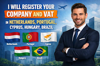 register your company and vat in netherlands, portugal, cyprus, hungary, brazil