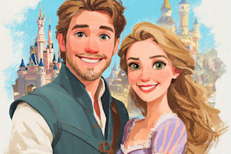 do cute disney cartoon portrait