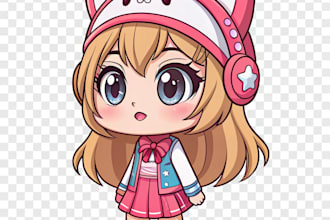 draw png tuber model for streaming in chibi vtuber style
