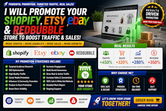 promote shopify etsy ebay redbubble store marketing promotion traffic sales