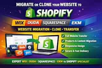 migrate or clone wix duda squarespace ekm website to shopify redesign shopify