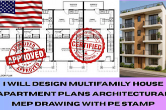 design multifamily house apartment plans architectural mep drawing with pe stamp
