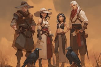 draw your dnd group party illustration