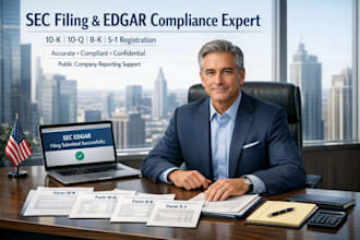 prepare and file sec 10k, 10q, 8k, s1 reports and manage edgar compliance