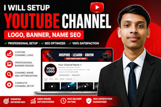 setup youtube channel logo, banner, name SEO