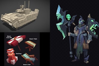 model hytale or mc quality character design, furniture, vehicles in blockbench