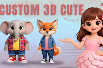 design cute 3d character model for mascot, game asset, and animation