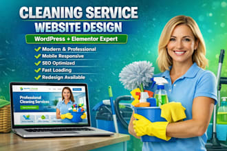 design a wordpress website for cleaning service using elementor, redesign