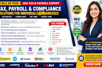 prepare and file US tax and payroll forms 1040 1120 1065 w2 1099