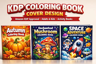design kdp coloring book cover, activity book cover design for adults and kids