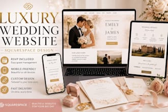 design a luxury squarespace wedding website with rsvp