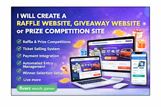 create a raffle website, giveaway website or prize competition site