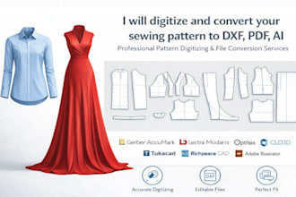 digitize and convert your sewing pattern to dxf pdf ai