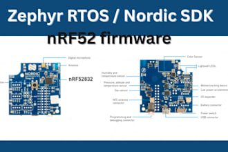 develop nrf52 firmware, ble, gatt, iot firmware, spi i2c, nordic sdk, zephyr