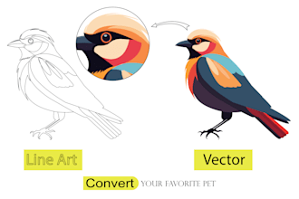 convert pet line art drawing and vector