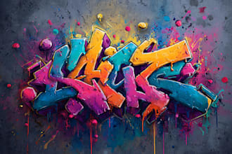create graffiti art name with character or logo brand
