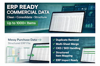 consolidate and clean large commercial data for erp import