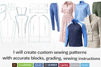 create custom sewing patterns with accurate blocks, grading, sewing instruction