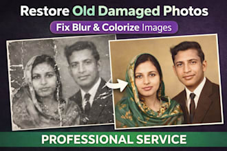 restore old damaged photos, fix blurry pictures and colorize images profe