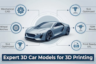 create 3d exterior car model mechanical cad replica for sla and fdm 3d printing