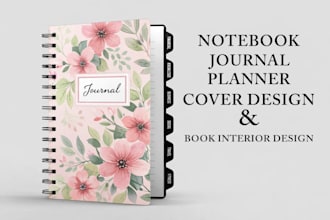 design notebook, journal and planner covers with interior pages