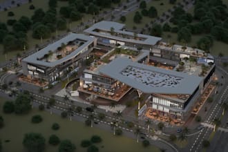 do 3d business park, office campus and commercial complex design
