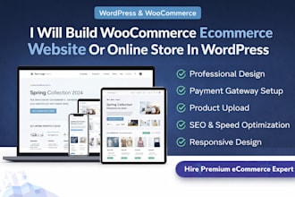build woocommerce ecommerce website or online store in wordpress