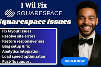 fix squarespace issues, edit, redesign, and optimize your squarespace site